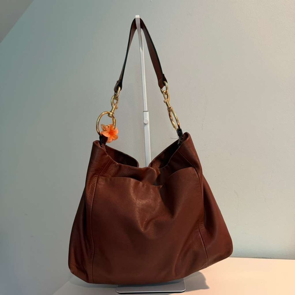 Vince Camuto Brown Leather Hobo Shoulder Bag - Picture 2 of 7